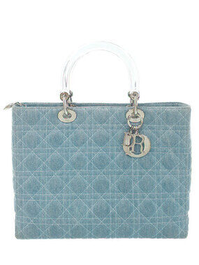 Christian Dior Lady Dior bag clear acrylic top handles Blue